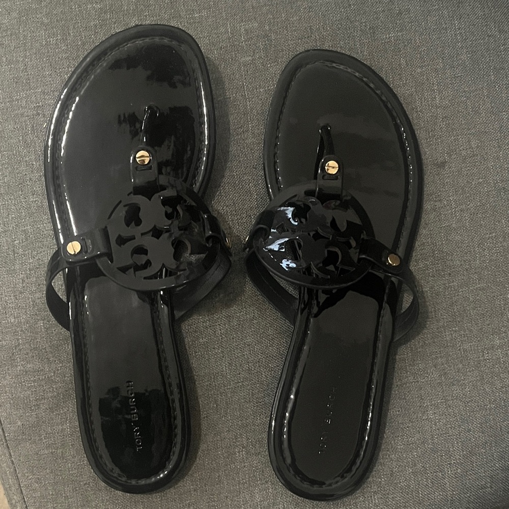 Tory Burch Glossy Black Sandals